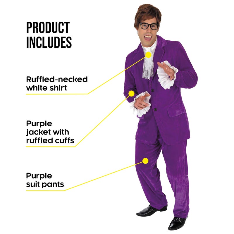 fun shack 60s Shagadelic Costume Men, Mens 1960s Spy Costume, 60s Outfits For Man, Halloween Costumes For Men, X-Large - Image 3
